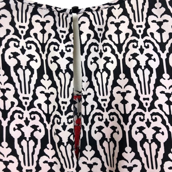 THML Anthropologie B&W Damask w Red Embroidery Top - Picture 3 of 6